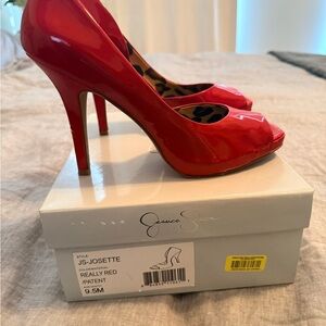 Jessica Simpson Vibrant Red Patent Heels